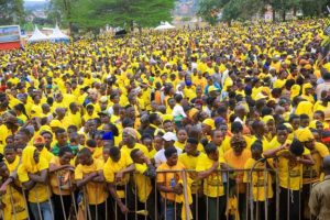 A huge crowd that welcomed the NRM presidential candidate in Masaka City.